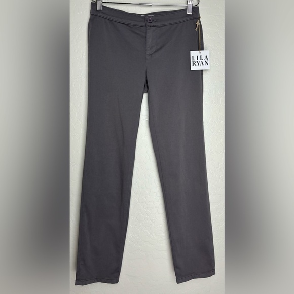 NEW Lila Ryan The Zuri Tapered Trouser Steel Grey Mid Rise Stretch Sz 0 0722 - Picture 1 of 9